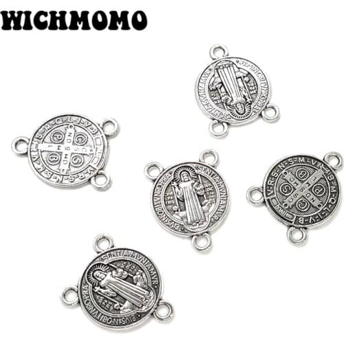 New 10pcs 18MM Handmade Retro Plated Zinc Alloy Religious Figure Coin Connector Charms for DIY Jewelry Accessories
