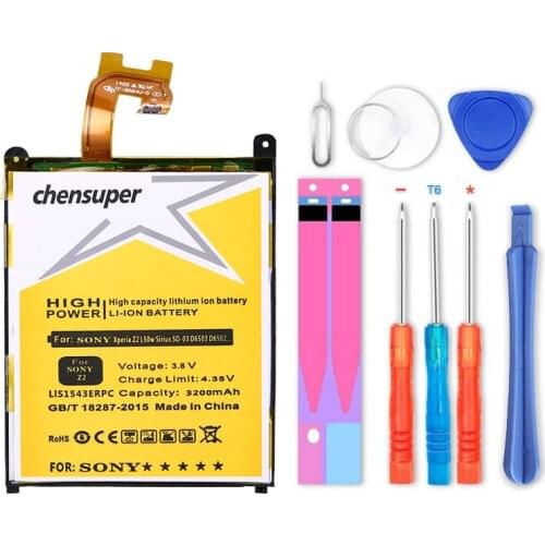 2pcs new chensuper 3200mAh LIS1543ERPC Mobile Phone Battery for SONY Xperia Z2 L50 L50W L50U L50T D6502 D6503 Battery