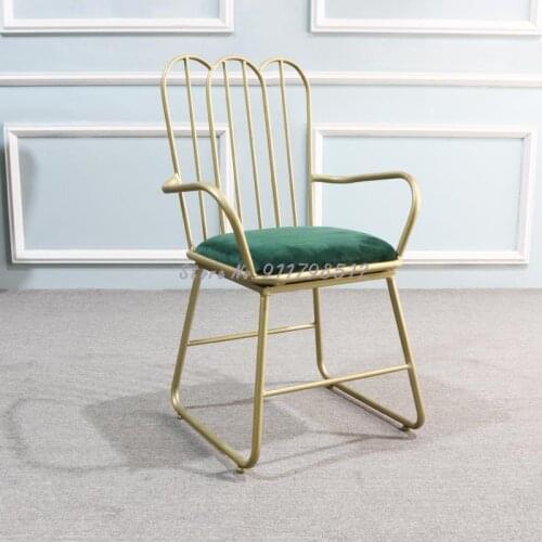 Nordic new product backrest armrest dining chair modern minimalist net red golden home makeup chair restaurant casual coffee sho