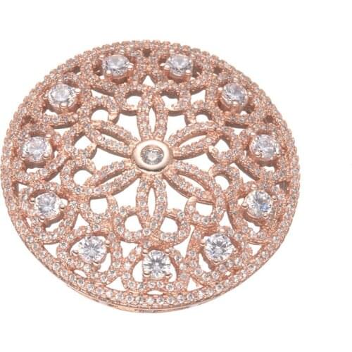 Supplier For Jewelry Wholesale Top Quality Micro Pave Zircon Luxury Round Pendant For Pearls Necklace Jewellery Makings Parts