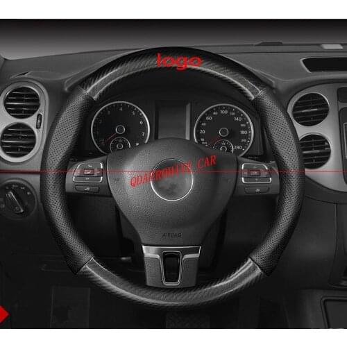 QDAEROHIVE Genuine leather carbon fiber style car Steering Wheel Cover for VW passat B6 B7 Lamando Polo Tiguan golf