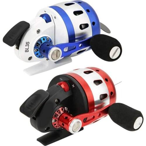 BL35 Fishing Reel Aluminium Alloy Slingshot Fishing Reel 6+1BB 3.6:1 Speed Ratio Hunting Slingshot Closed Metal Coil Wheel