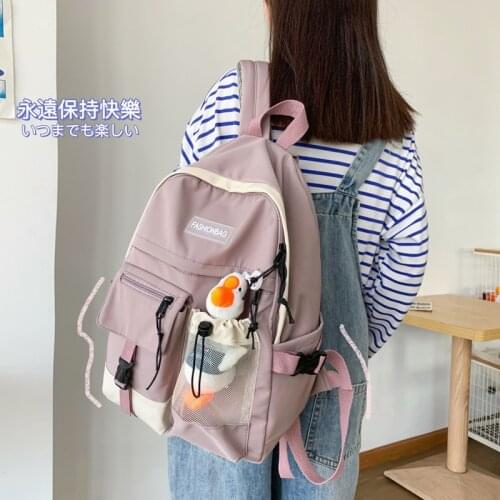 Pupil Pink Cute Backpack Women Waterproof Nylon School Bags for Teenagers Female Large Capacity Travel Backpacks Ladies Ruckpack