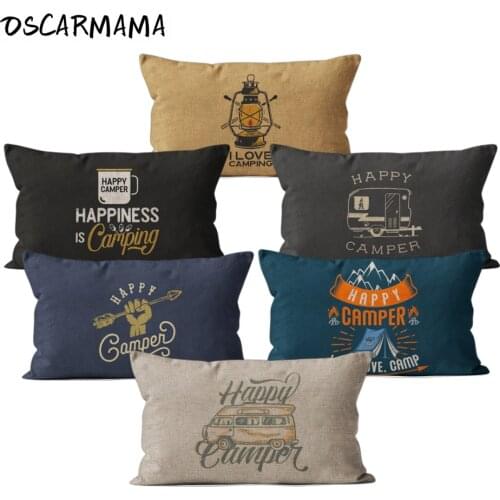 I Love Happy Campers Car Cushion Cover 30x50 Rectangular Linen Throw Pillow Case For Sofa Home Decorative Pillowcase Living Room