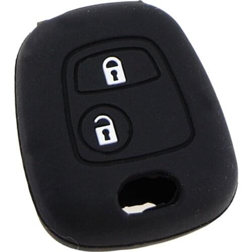 Silicone Car Key Cover Holder for Peugeot 106 107 206 307 207 408 for Citroen C2 C3 C4 Soft Rubber 2 Button Key Fob Case Shell