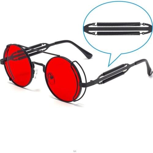 2020 Metal Punk Flip Round Sunglasses Men Women Fashion UV400 Glasses Luxury Brand Designer Mens Hip Hop Sunglasses with Box NX