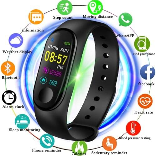 LIGE Smart Sports bracelet IP67 Waterproof Watch Blood Pressure Heart Rate Monitoring Pedometer For Android iOS Smart Watch Men