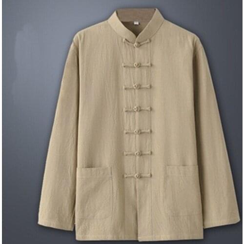 Traditional Chinese Clothing For Men Cotton Linen Shirts Kung Fu Clothes Tai Chi Master Costume Mens Fashion Tang Suit Top 30436