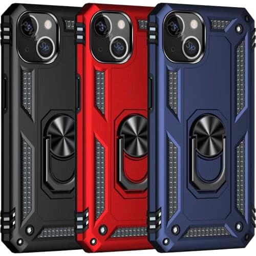 Shockproof Armor Kickstand Phone Case for iPhone 13 12 Mini 11 Pro XR Xs Max X SE 7 8 6S Plus Finger Magnetic Ring Holder Cover