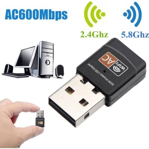 Free Driver USB Wifi Adapter 600Mbps Wi fi Adapter 5ghz Antenna USB Ethernet PC Wi-Fi Adapter Lan Wifi Dongle AC Wifi Receiver
