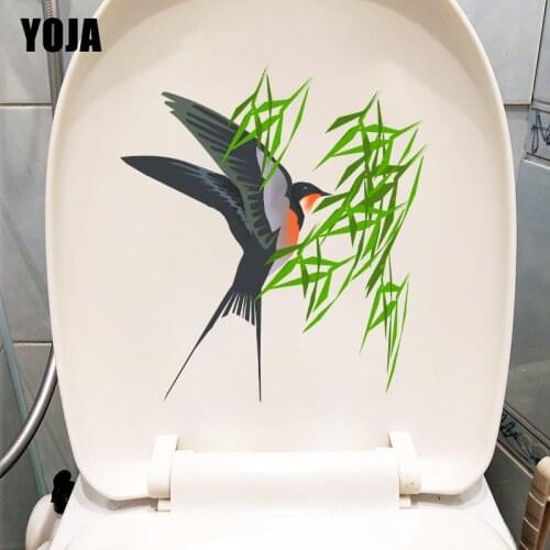 YOJA 20.6X22.1CM Flying Swallow Willow Branches Cartoon Wall Sticker Home Room Toilet Decor T1-1376