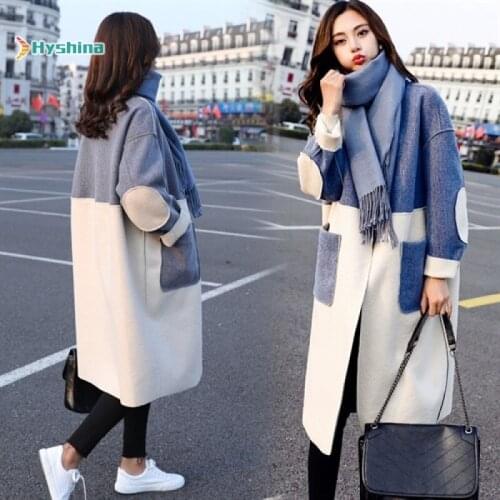 Womens Jacket Long Casual Fashion Trend Show Wild Slim Winter New Woolen Coat Urban Coat