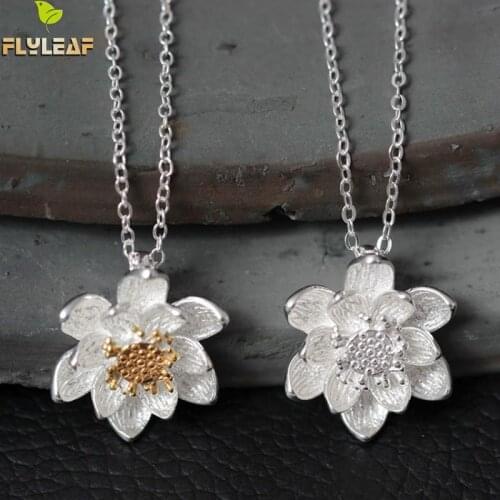 925 sterling silver Lotus Flower Necklaces For Women original handmade lady fine jewelry flyleaf