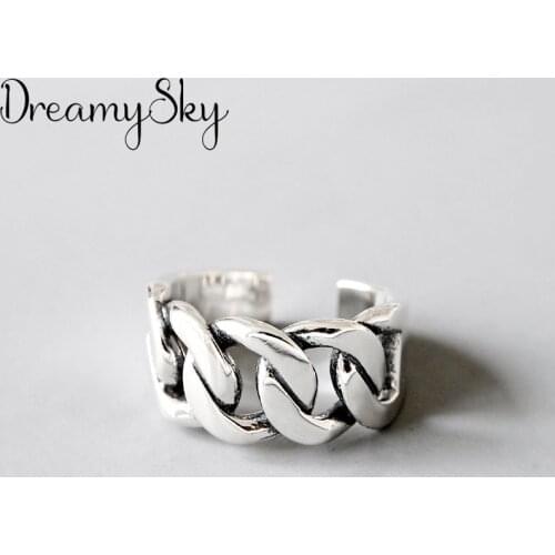 Bijoux Vintage Silver Color Chain Rings For Girl Ladies Adjustable Size Statement Ring Wedding Party Jewelry Anillos