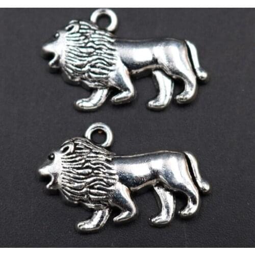 WKOUD 10pcs Silver Plated Sahara Lion Charm Alloy Pendant Vintage Necklace Bracelet DIY Metal Jewelry Findings A1803