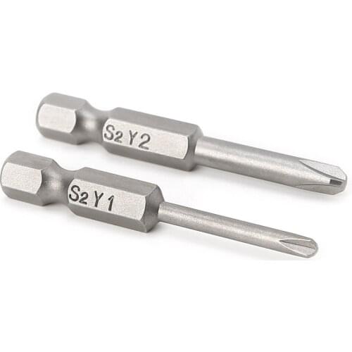 2 Pcs 50mm Magnetic 1/4'' Hex Shank Tri-wing Y Tip Head Screwdriver Bits Set Hotselling