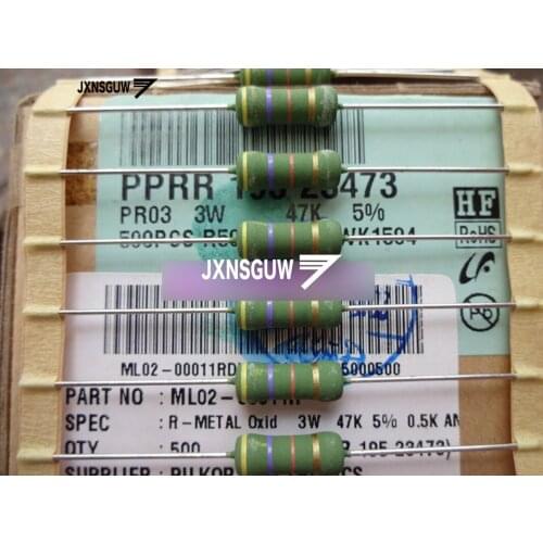 20PCS NEW Original PILKOR PR03 5% 3W47K 5x15MM green resistance 3W 47K Film Resistor 47K 3W