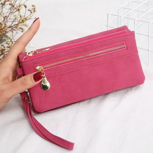2021 New Fashion Women Wallet Korean Retro Double Zipper Coin Purse Female Wallets Girls Walet Hand Bag 2021 For Dropshipping