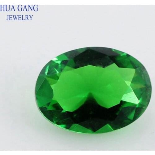 2x3~15x20mm Green Color Oval Shape Loose Glass Beads Synthetic Gems For Jewelry Wholesale Free Shipping