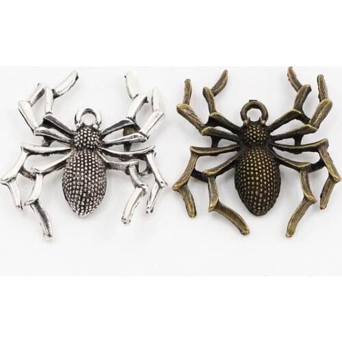 35x32mm 5pcs Antique Bronze and Antique Silver Plated Spider Handmade Charms Pendant:DIY for bracelet necklace