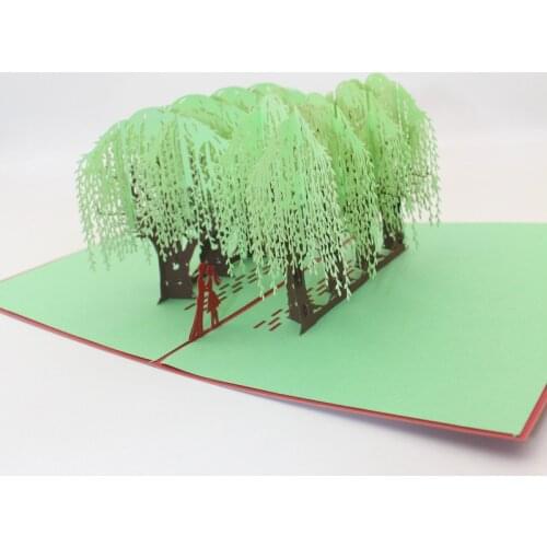 3D Laser Cut Handmade Willow Forest Kissing Lover Paper Invitation Greeting Card Wedding Party Valentines Day Birthday Gift