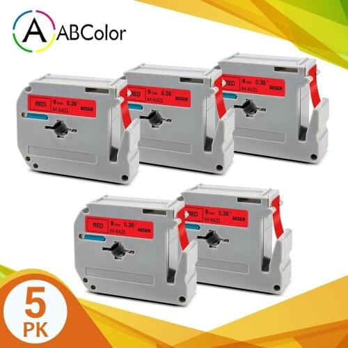 5PK 9mm MK-421 Tape For Brother MK-421 mk421 M-K421 Label Tape Black on Red Printer Ribbon For Brother P touch Label Maker