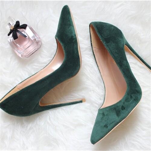 Free shipping fashion women Pumps Green burgundy velvet Pointy toe high heels shoes size33-43 12cm 10cm 8cm party shoes