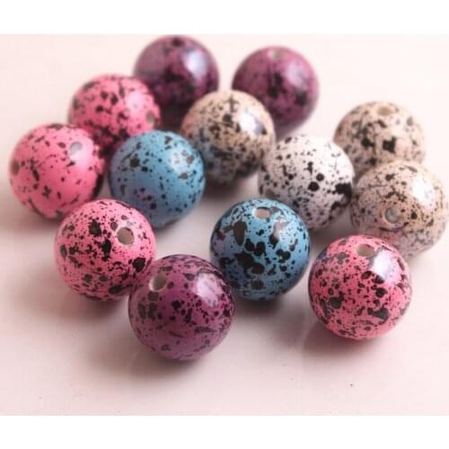 Kwoi vita 20mm 100pcs bright black bird splash ab beads for Chunky beads Necklace Jewelry