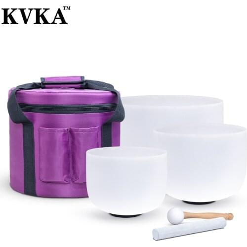 432hz/440hz 12"C10"F 8"A chakra set of 3 pcs meditation frosted white crystal singing bowl8-12