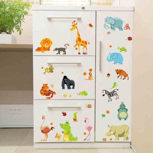Jungle Forest animals zoo lion elephant snake diy home decals wall stickers Safari nursery rooms kids bedroom decoration gifts