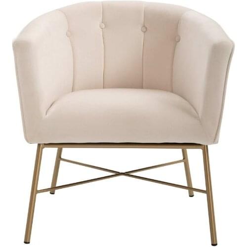 Golden Finish Legs Tufted Velvet Upholstered Comfortable Armchairs