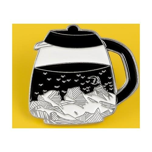 Summer cool teapot ice drink container coffee pot tea star moon illuminated delicate badge shirt lapel enamel pin jewelry
