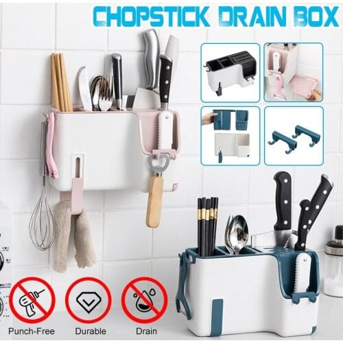 Multifunctional Tableware Storage Box Kitchen Hanging Chopsticks Fork Holder Drain Rack
