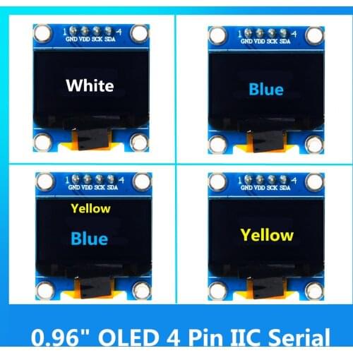 0.96 inch OLED SPI/IIC Serial White/Blue/Yellow OLED Display Module 128X64 I2C SSD1306 12864 LCD Screen Board GND VDD SCK SDA