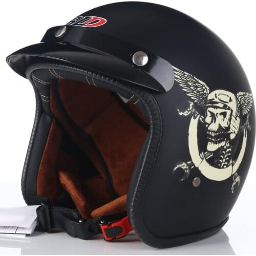 Motorcycle Helmet DOT 3/4 Open Face Cool Sull Pattern Vintage Helmets Retro Casque Moto Casque Casco Capacete