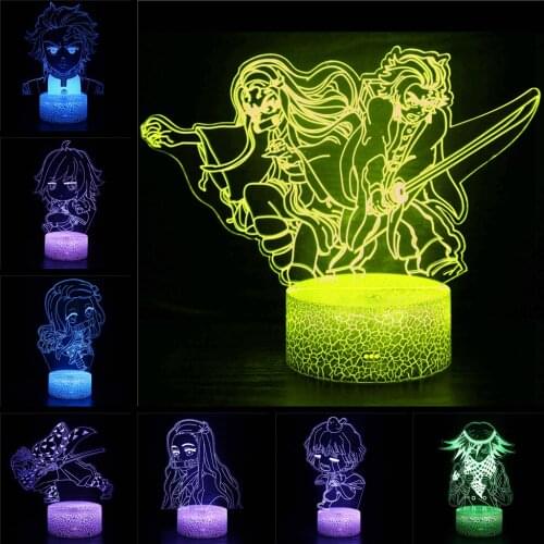 3D night light for anime demon killer Agatsuma Zenitsu kids bedroom decoration Kimetsu No Yaiba LED light birthday gift USB lamp