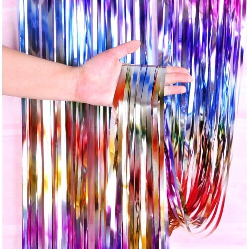 New 1M*2M Party Backdrop Tinsel Foil Curtain Colorful Birthday Party Decorations Adult Birthday Wall Decoration Unicorn Party