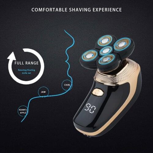 Mens Rechargeable Bald Head Electric Shaver 5 In 1 Floating Heads Beard Nose Ear Hair Trimmer Razor Clipper Facial Brush