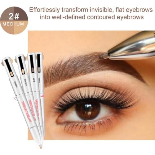 Portable Eyebrow Pencil 4 Color Rotating Ball-Point Eyebrow Pen Increase Eyebrows Depth Multiple Functions Contoured Eyebrows
