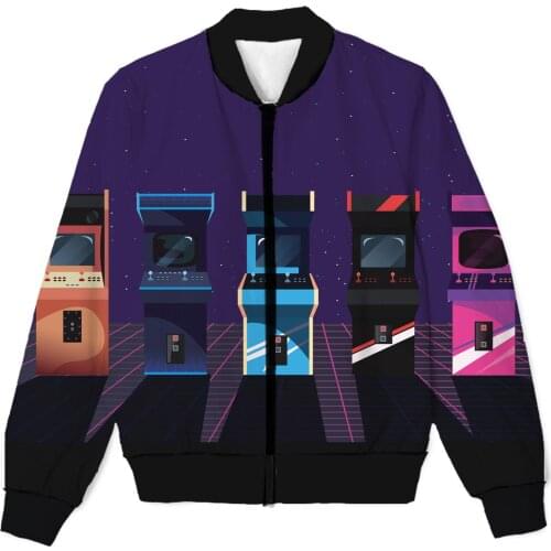 REAL American SIZE Arcade - Lets Play 3D Sublimation print Zipper Up Jacket plus size 4XL 5XL 6XL