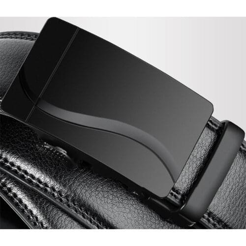 105 150 140 130 160 170cm Large Size Mens Belt PU Brand Fashion Automatic Simple Buckle Black Genuine Leather Belt 3.5cm Width