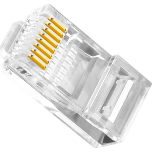 RJ45 Connector 6U Gold PlatedPass Through Ethernet Cables Module Plug Network RJ-45 Crystal Heads Cat5 Cat5E