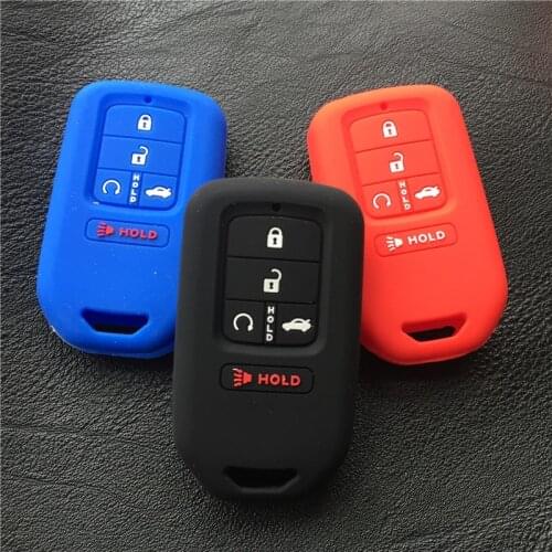 Silicone rubber rubber key fob cover case shell set holderprotect for Honda 2016 Pilot Accord Civic CRV Freed 5 button key