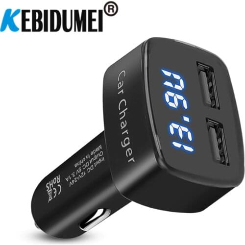 3.1A Dual USB Car Charger 5V Universal 4 in 1 Voltage/temperature/Current Meter Tester Adapter Digital LED Display for Huawei
