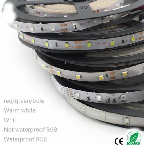 DC 12 V Volt Strip Led Light Tape 2835 RGB Waterproof 1 - 5 M 12V DC 60LED/M RGB Led Strip Tape Lamp Diode Flexible TV Backlight