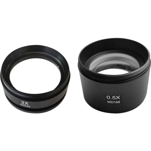 WD165 0.5X +WD30 2.0X Auxiliary Objects Lens Microscope Camera Lens For Trinocular Stereo Zoom Microscope Barlow Lens