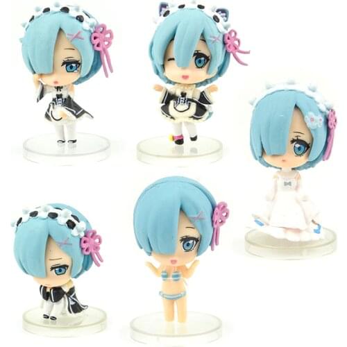 Japan capsule toys anime 5 cute kawaii Maid wear bikini Princess dress Rem blind box gashapon figures desktop Kids Toy