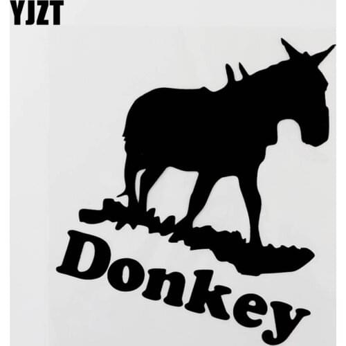 YJZT 13.7CM×14.7CM Funny Animal Donkey Vinyl Car Window Sticker Decal Black/Silver 8C-0446