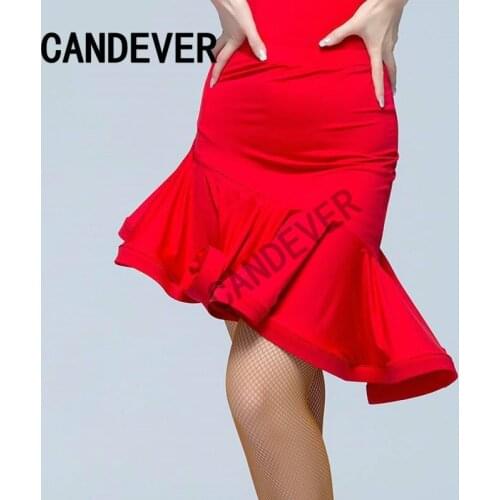 Adult Latin Dance Skirt Red Black irregular Skirt Cha Cha/Rumba/Samba/Tango Dresses For Dancing Practice/Performamnce Dancewear