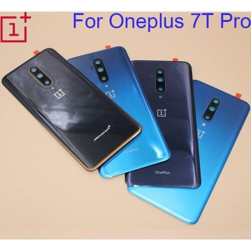 Rear Housing For Oneplus 7T Pro 6.67" One Plus 1+7TPro Glass Back Cover Repair Replace Battery Door Case + Logo Camera Lens Glue